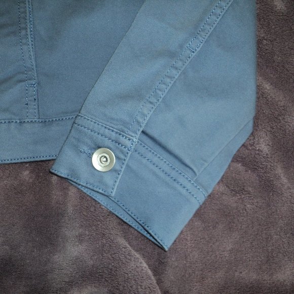 Susan Graver Women's Small Jacket Coat Cotton  Blue Unlined - Picture 5 of 8